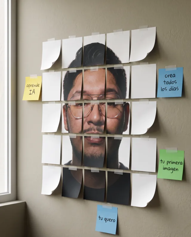 Retrato en mosaico de post-its